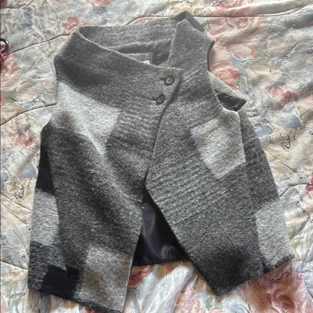 Coldwater Creek Gray and Black Asymmetrical Cardigan Sweater